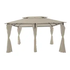 undefined - Pérgola 2.9x3.9 Metros Romana Con Cortinas Taupe Just Home Collection