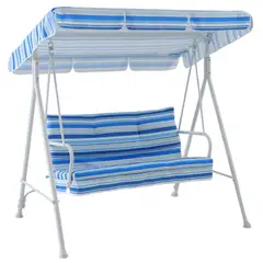 JUST HOME COLLECTION - Sillón Columpio 3 Personas Metal Rayas Blanco