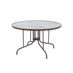 undefined - Mesa Redonda Metal/Vidrio Charcoal Negro 120 Cm