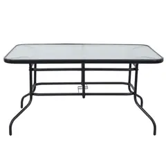 JUST HOME COLLECTION - Mesa Metálica Rectangular con Vidrio 140x90cm Negro