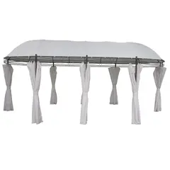 undefined - Pérgola Ovalada Con Cortinas Blanco 300 X 600 cm
