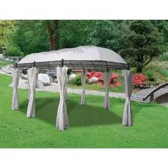 JUST HOME COLLECTION - Pérgola Ovalada Con Cortinas Blanco 300 X 600 cm