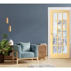 HOLZTEK - Puerta Pino 3 Paneles 15 Vidrios 65x200cm