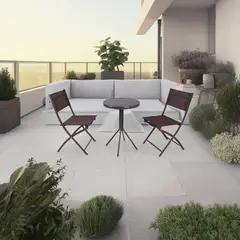 undefined - Juego de Balcón / Bistro / Patio Exterior 3 Piezas Metal Capuccino Chocolate