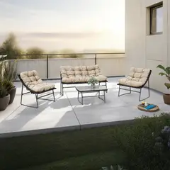 undefined - Juego De Terraza Sala Exterior Ratán Sintético 4 Piezas Florencia