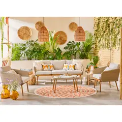 undefined - Juego De Terraza Sala Exterior Ratán Sintético 5 Piezas Génova