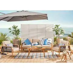 JUST HOME COLLECTION - Juego De Terraza Sala Exterior Aluminio Look Madera 4 Piezas Andalucia