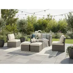 JUST HOME COLLECTION - Juego De Terraza Sala Exterior Ratán Sintético 6 Piezas Ibiza