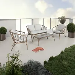 undefined - Juego De Terraza Sala Exterior Ratán Sintético 4 Piezas Valencia