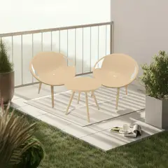 undefined - Juego De Balcón / Bistro / Patio Exterior 3 Piezas Plástico / Poliprópileno Maceio Beige