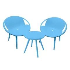JUST HOME COLLECTION - Juego De Balcón / Bistro / Patio Exterior 3 Piezas Plástico / Poliprópileno Maceio Celeste