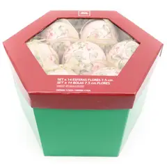 DEAR SANTA - Bolas de navidad x14 Flores 7.5 cm