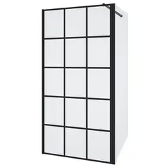 SENSI DACQUA - División De Baño Marco Negro Cuadros 100x195cm Apertura Pivot