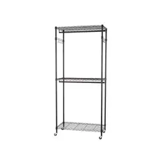 JUST HOME COLLECTION - Estante Metal 3 Niveles con Ruedas Negro