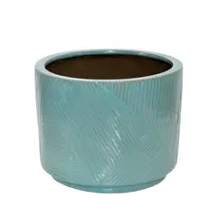 JUST HOME COLLECTION - Matera Cerámica Cilíndrico Milos 33x26cm Celeste Y Gris