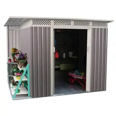 ERGO - Caseta Bodega Jardín Metal 2.57x1.42x1.84cm Gris