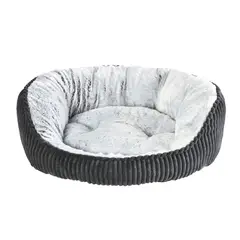 PETIZOOS - Cama Para Mascotas Redonda 55x45x17cm Negro Y Gris