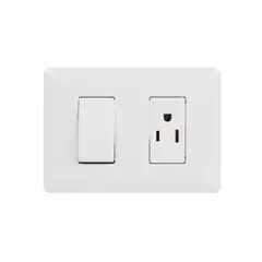 HALUX - Toma P/T + Interruptor Sencillo Lynx Blanco