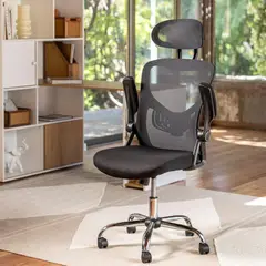 JUST HOME COLLECTION - Silla de Escritorio PC Ergonomica Malla Kristen 63x114x63 cm Negra