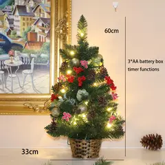DEAR SANTA - Árbol de Navidad Decorado 60 cm 20 Luces 68 Tips