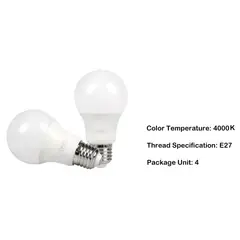 DAIRU - Set de 4 Bombillos LED A60 E27 10.5w Luz Neutra Certificado