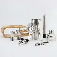 JUST HOME COLLECTION - Juego de Coctelera 10 Piezas y Rack