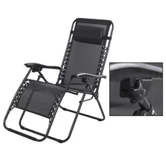 KLIMBER - Silla Plegable Reclinable Con Brazos Cero Gravedad Café