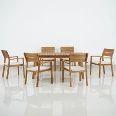 JUST HOME COLLECTION - Juego Comedor Exterior 6 Puestos Madera Acacia Metz