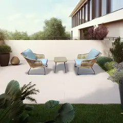 JUST HOME COLLECTION - Juego de Balcón / Bistro / Patio Exterior 3 Piezas Ratán Sintético Brisa Gris/Beige