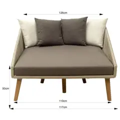 JUST HOME COLLECTION - Sofá con Cojines 2 Puestos Fibra Sintética Taupe
