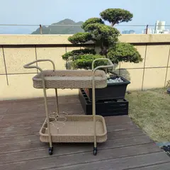 JUST HOME COLLECTION - Mesa Exterior Auxiliar con Ruedas Rattan Sintético