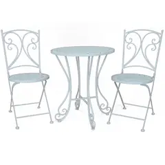 JUST HOME COLLECTION - Juego De Balcón / Bistro / Patio Exterior 3 Piezas Metal Roma Blanco