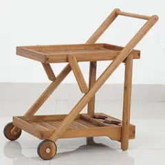 JUST HOME COLLECTION - Mesa Exterior Auxiliar Con Ruedas Plegable Madera