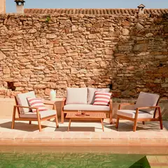 JUST HOME COLLECTION - Juego De Terraza Sala Exterior Madera Acacia 4 Piezas Elegance