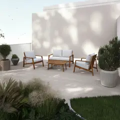 undefined - Juego De Terraza Sala Exterior Madera Acacia 4 Piezas Elegance