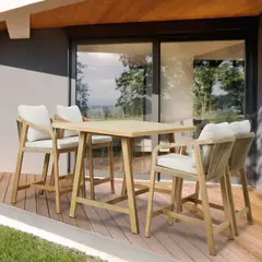 JUST HOME COLLECTION - Juego Bar Exterior 5 Piezas Madera Lucca Beige