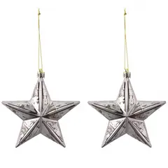 DEAR SANTA - Set Adorno para Árbol Navideño Estrella 12 cm 2 Unidades Antique