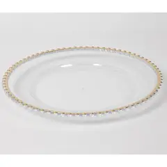 DEAR SANTA - Base Plato Plástico de Navidad Borde Dorado 32cm