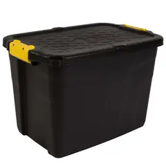 STRATA - Caja Plastica Organizadora Alta Resistencia Con Tapa 60lt 60X40X40 cm Negra
