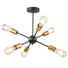 JUST HOME COLLECTION - Lámpara Colgante Techo Trenches 6 Luces Dorado