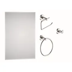 SENSI DACQUA - Set Accesorios De Baño Isla 4 Piezas + Espejo Cromado