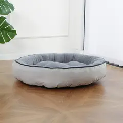 PETIZOOS - Cama para Perro Redonda 75cm Beige Gris