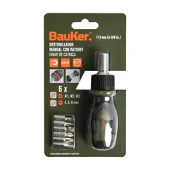 BAUKER - Atornillador ratchet c/6 puntas