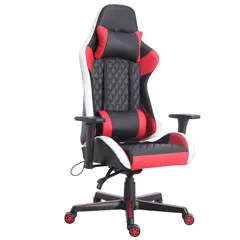 JUST HOME COLLECTION - Silla de Escritorio Gaby Gamer Pro Rgb-Sonido-Masaje Ergonómica Giratoria Negro/Rojo