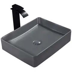 SENSI DACQUA - Lavamanos Cerámico Rectangular Mate Gris