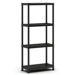 JUST HOME COLLECTION - Estantería Plástica 4 Niveles 60x135x30 cm Negro