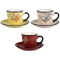 JUST HOME COLLECTION - Set 6 Taza Cafe 90ml + 6 Platillos