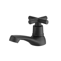 SENSI DACQUA - Grifería Lavamanos Sencilla Cruz Negro Mate