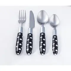 JUST HOME COLLECTION - Juego Cubiertos 24 Piezas Mango Negro/Blanco