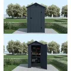 ERGO - Caseta Bodega Jardín Plástica 1.92x1.34x2.04 Metros Gris